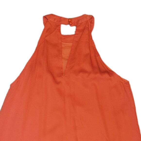 NWT Lulus Fabiola Coral Orange Embroidered Halter Shift Dress S - Picture 9 of 14
